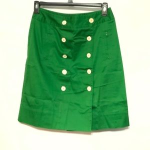 Sharagano green skirt buttons pockets sz 6